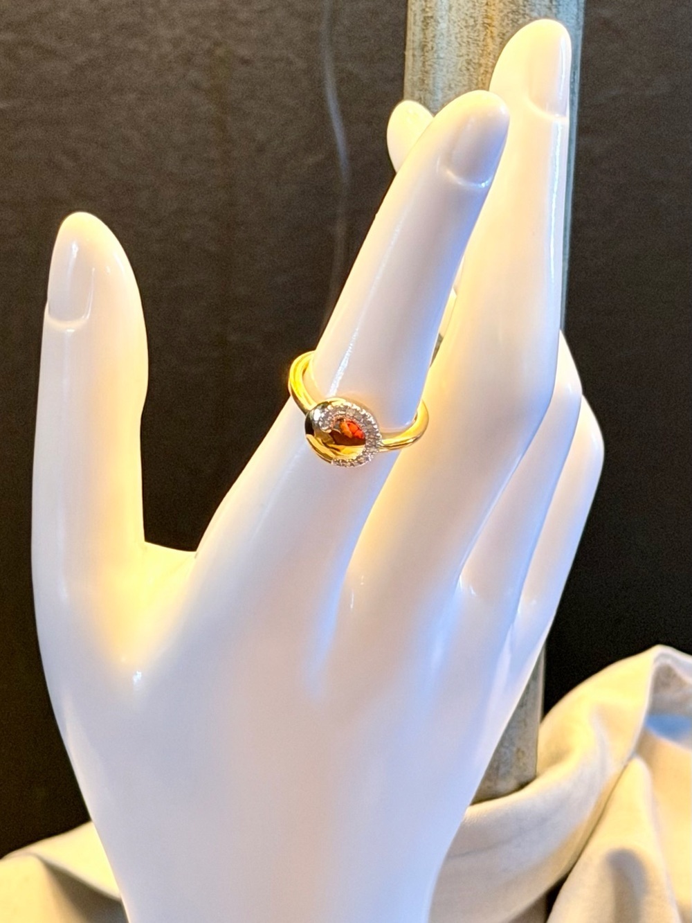 14K Two-Tone Gold Over Sterling Silver Diamond Ring Size 7